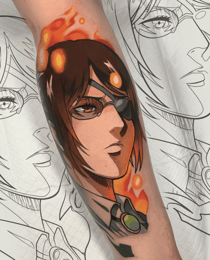 Hange Zoë Colour Attack on Titan Tattoo