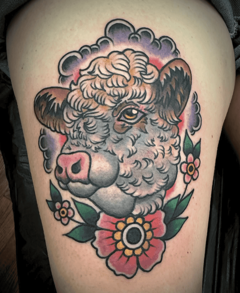 Hereford Cattle Flower Bovine Tattoo