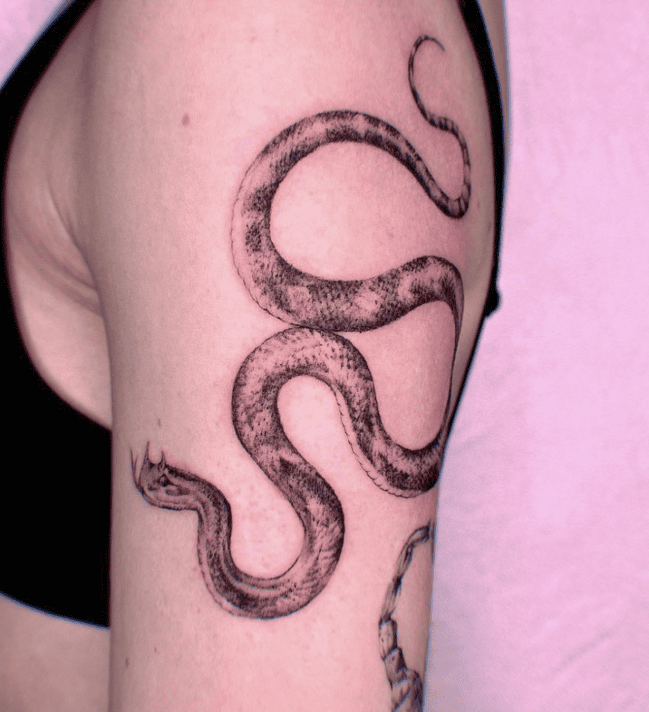 Horned Viper Coil Snake Tattoo