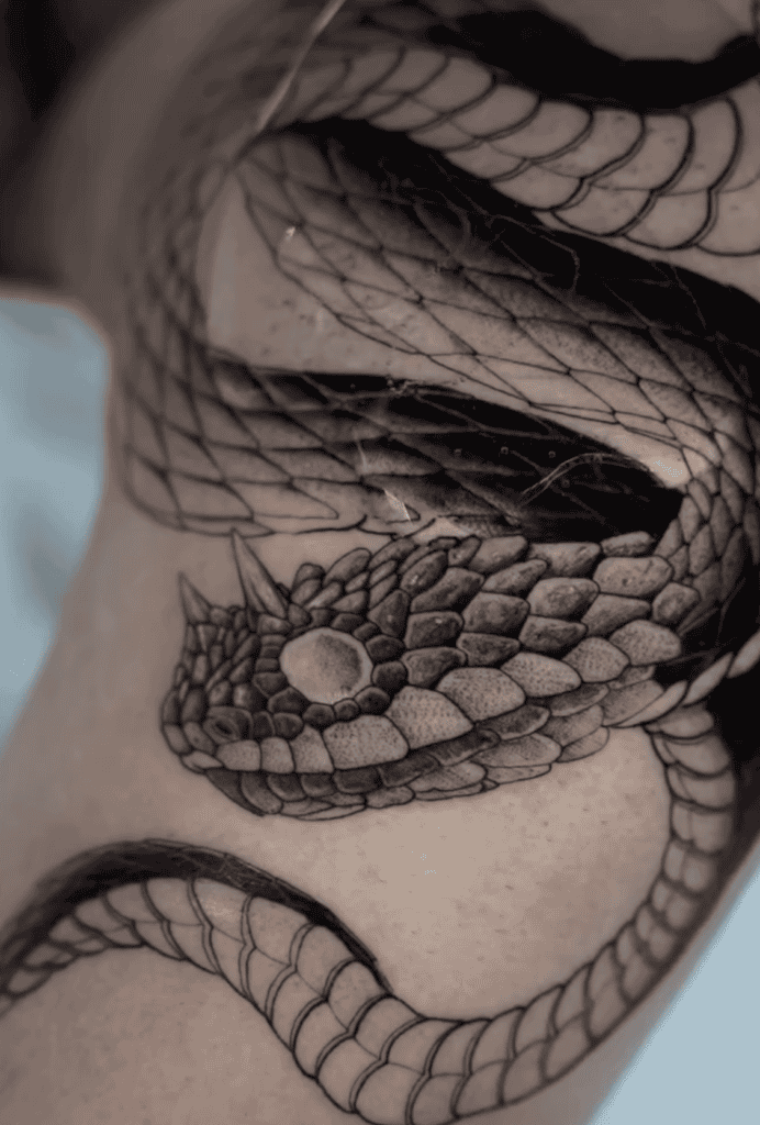 Horned Viper Head Snake Tattoo