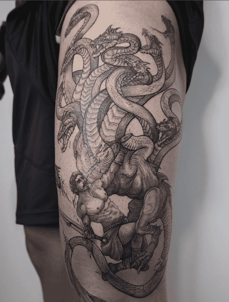 Hydra Battle Snake Tattoo