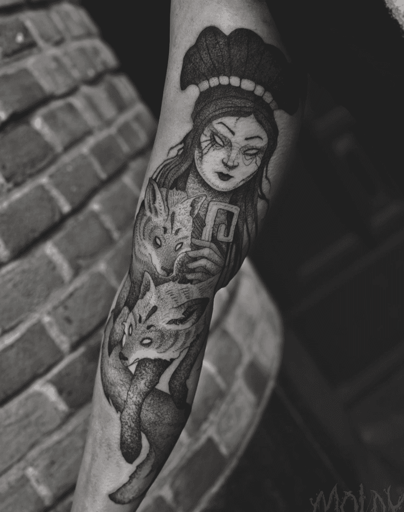 Inari Ōkami Fox Japanese Mythology Tattoo