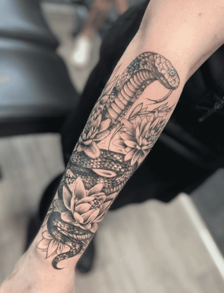 Indian Cobra Flower Snake Tattoo