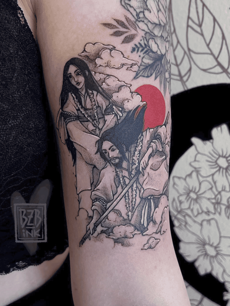 Izanagi-no-Mikoto Izanami Japanese Mythology Tattoo