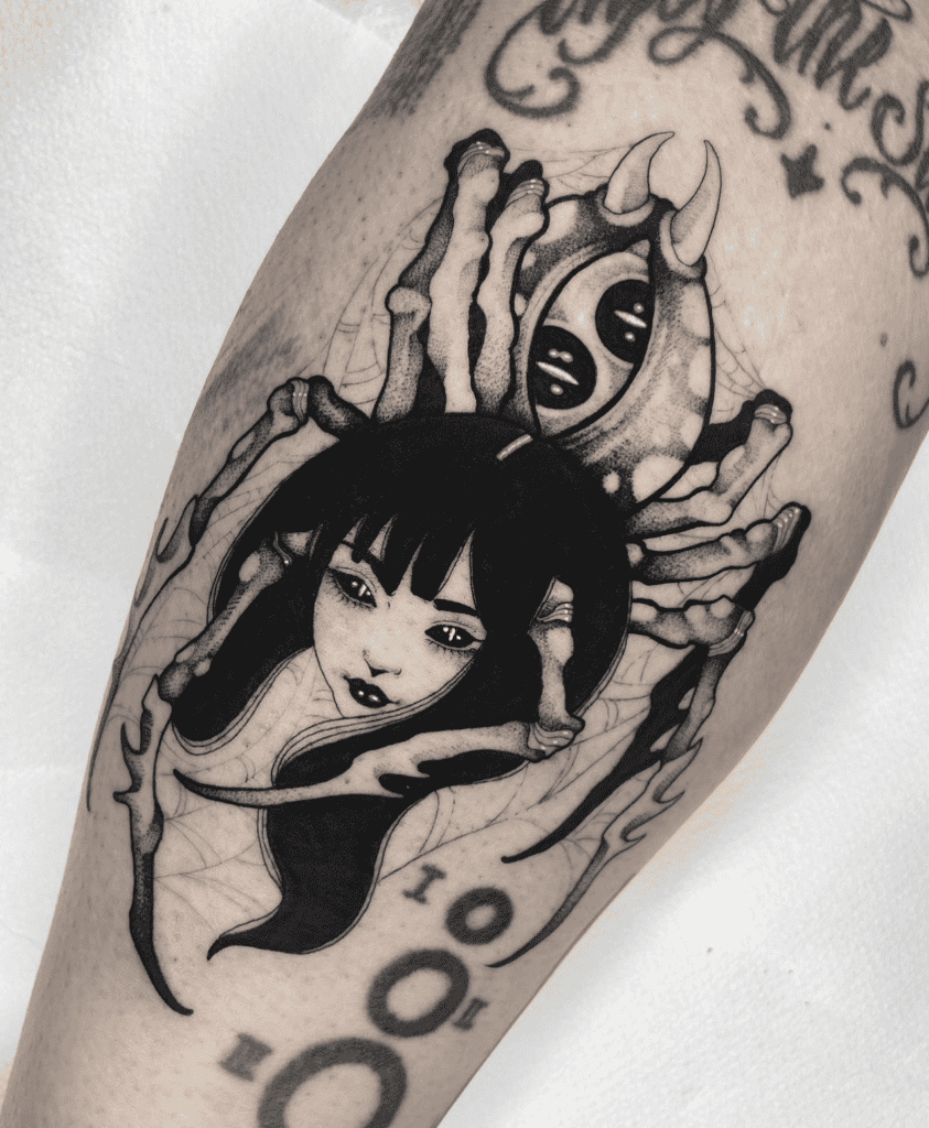 Jorōgumo Simple Japanese Mythology Tattoo
