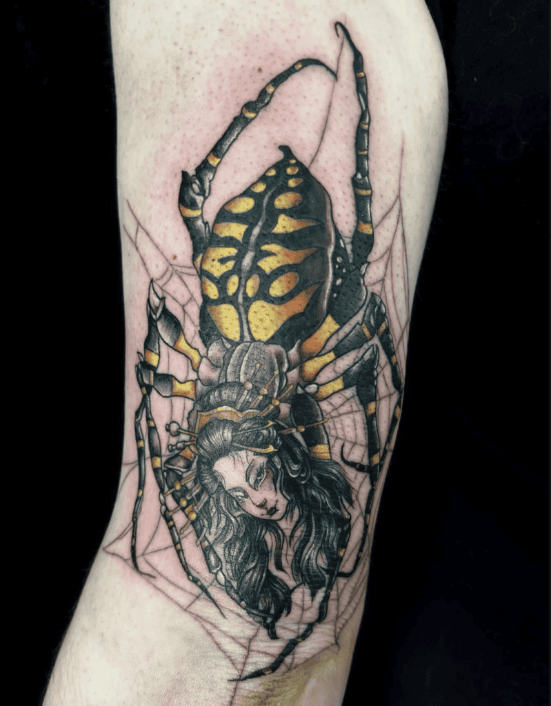 Jorōgumo Yellow Japanese Mythology Tattoo