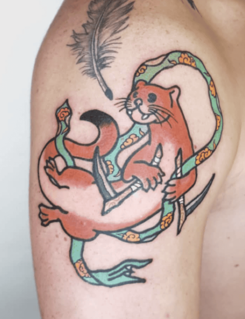 Kamaitachi Cute Japanese Mythology Tattoo