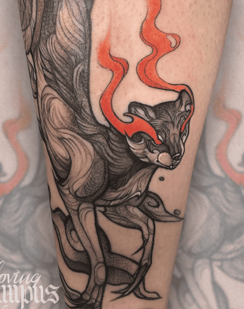 Kamaitachi Flame Japanese Mythology Tattoo