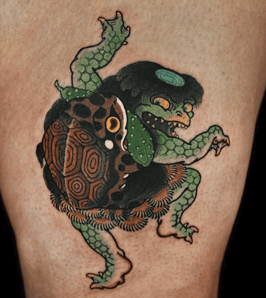 Kappa Dance Japanese Mythology Tattoo