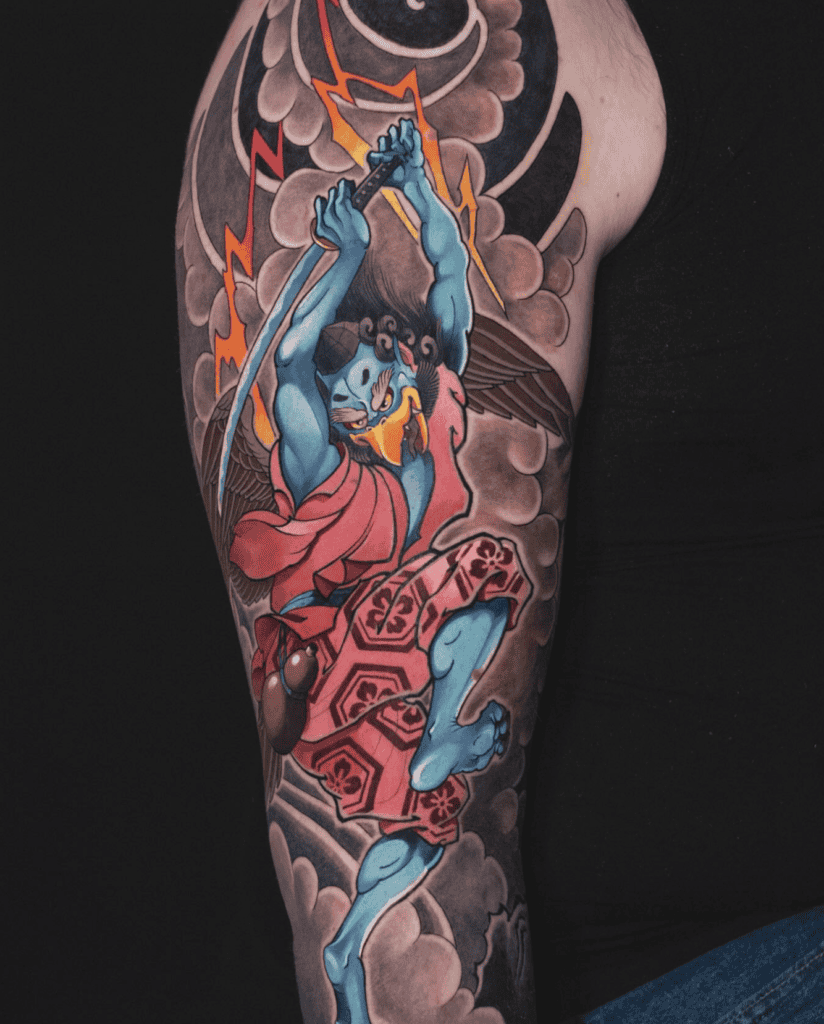 Karasu Tengu Sword Japanese Mythology Tattoo
