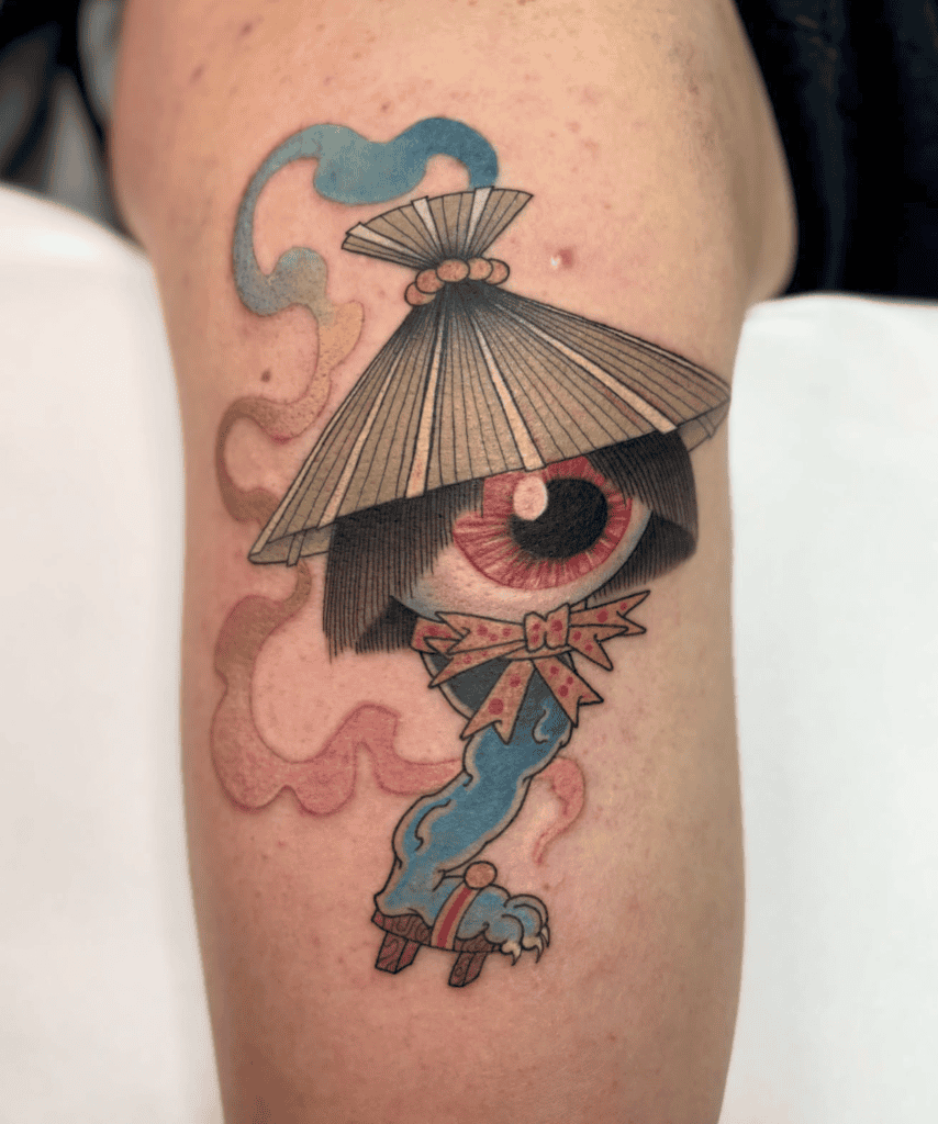 Kasa-obake Small Japanese Mythology Tattoo