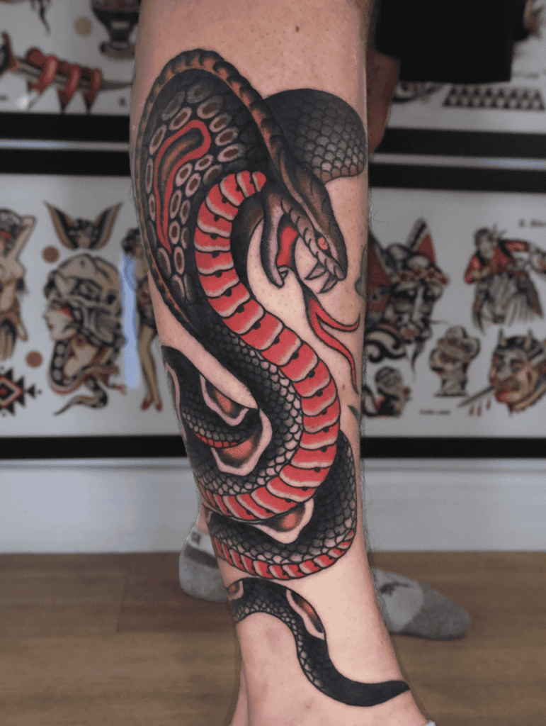 King Cobra Trad Snake Tattoo