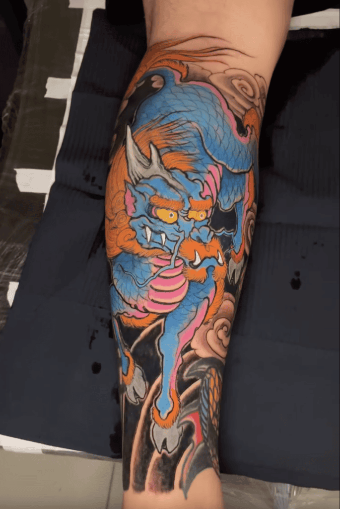Kirin Blue Irezumi Tattoo
