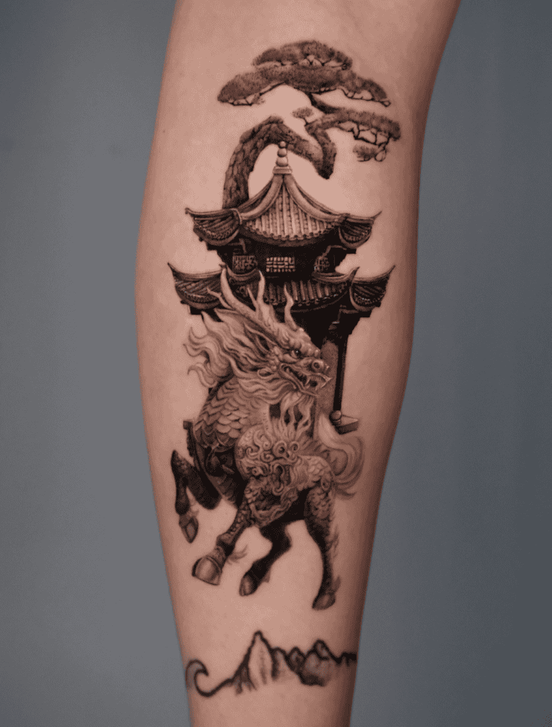 Kirin Bonzai Japanese Mythology Tattoo