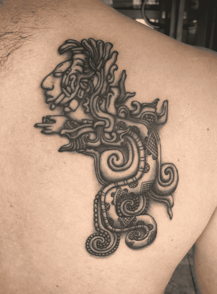 Kukulkan Carving Snake Tattoo