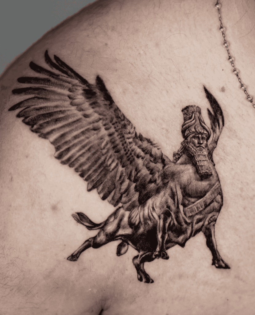 Lamassu Flight Mesopotamian Mythology Tattoo