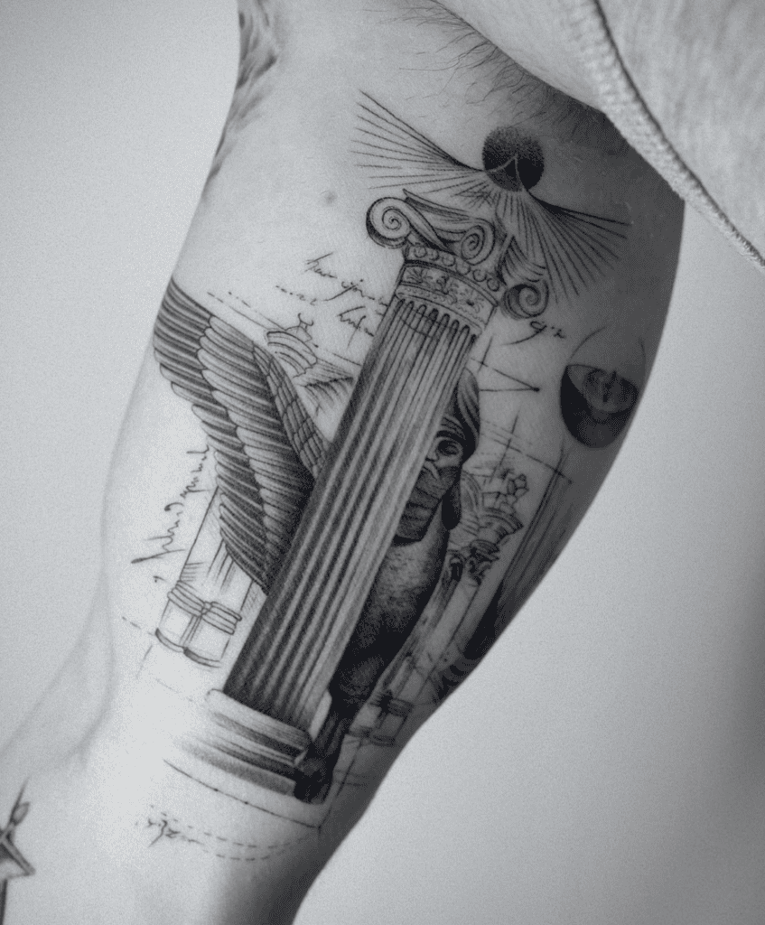 Lamassu Pillar Mesopotamian Mythology Tattoo