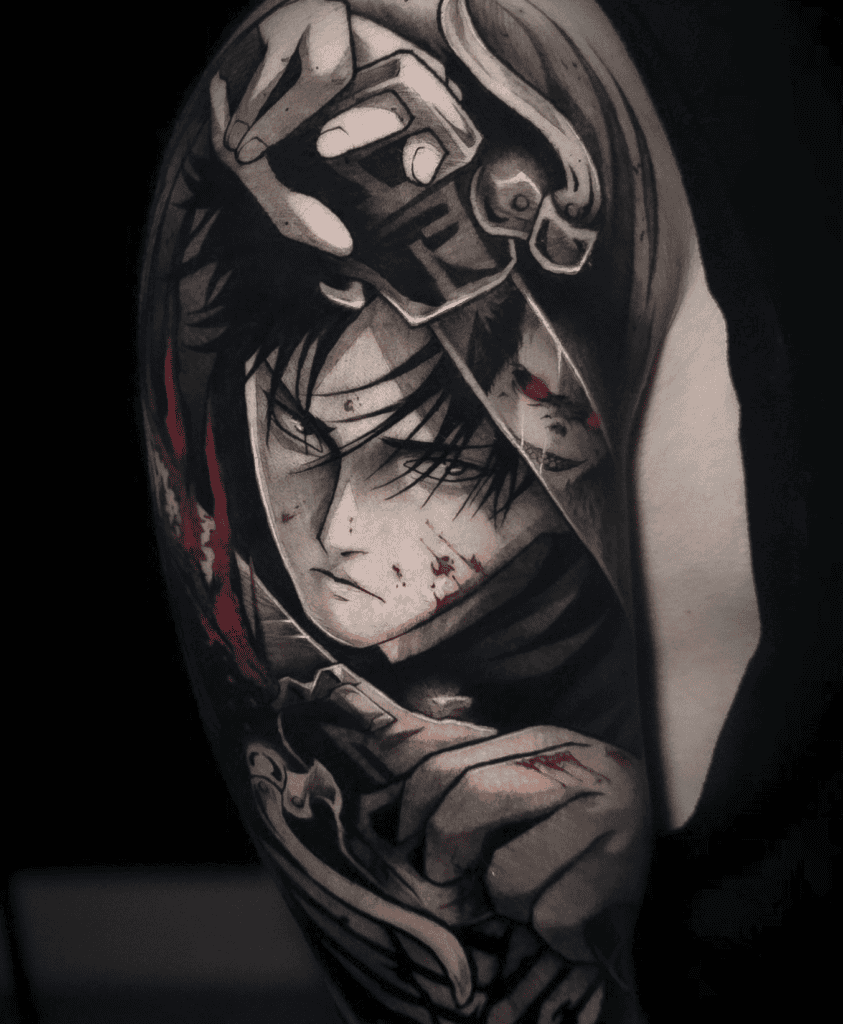 Levi Ackerman Fierce Attack on Titan Tattoo