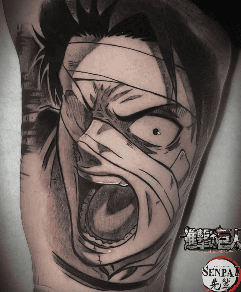 Levi Ackerman Scream Attack on Titan Tattoo