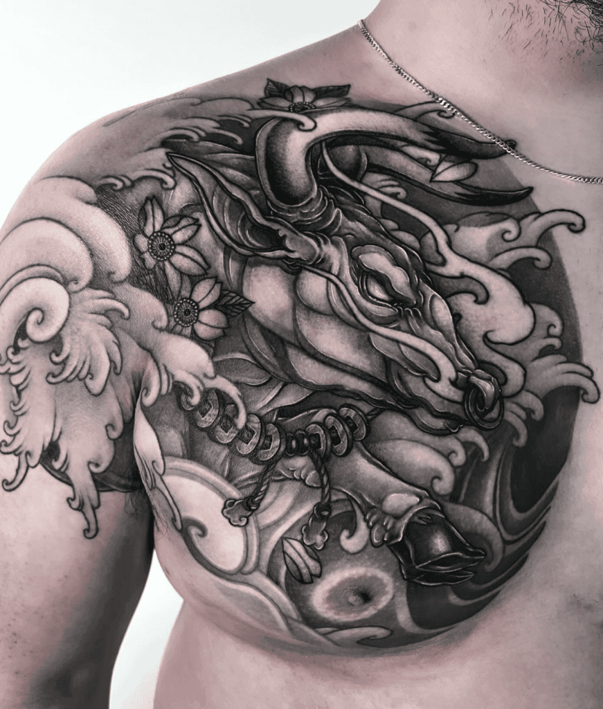 Lunar Zodiac Ox Style Tattoo