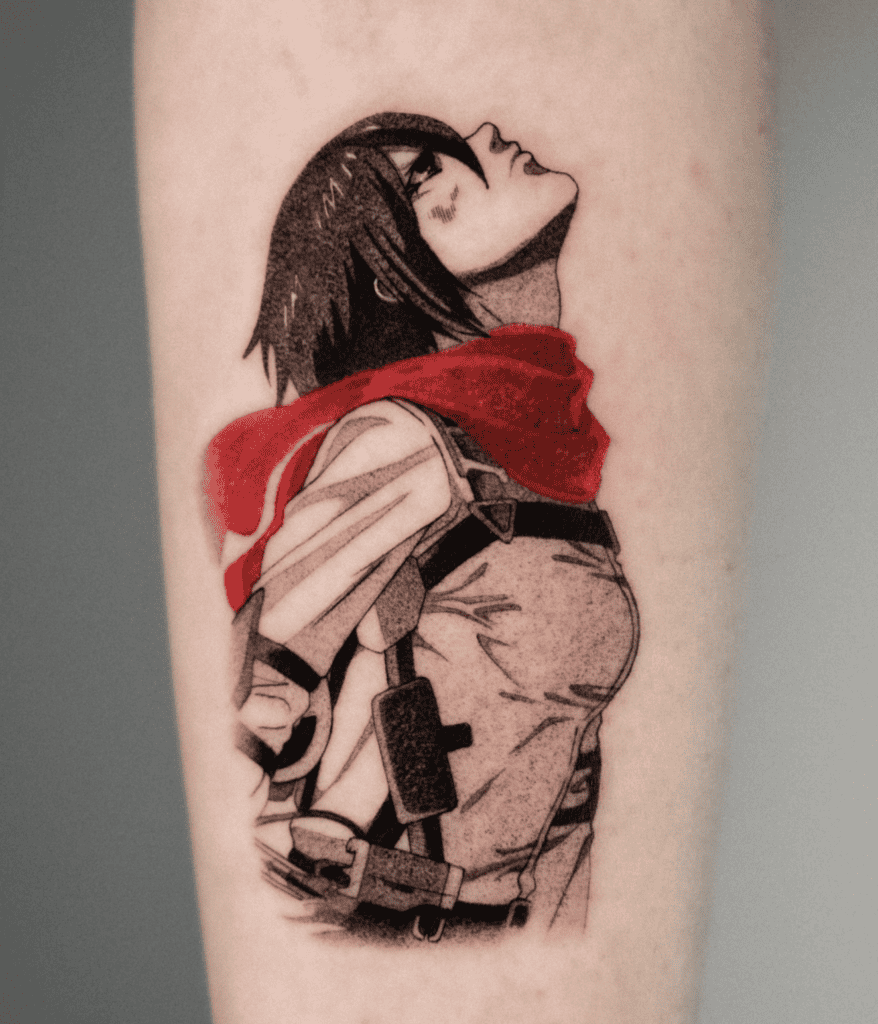 Mikasa Ackerman Red Attack on Titan Tattoo