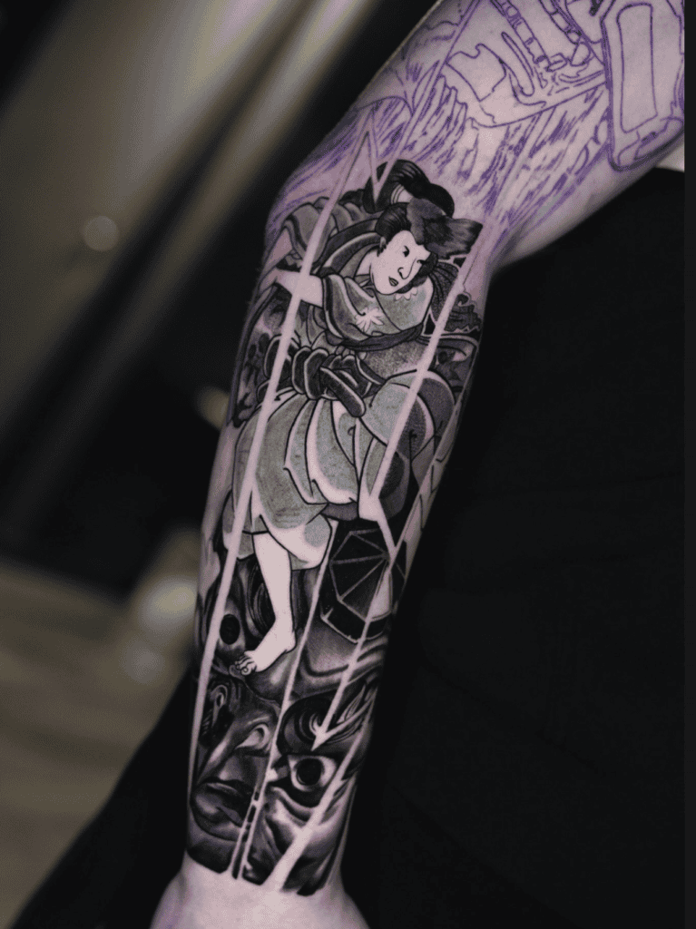 Minamoto no Yoshitsune Japanese Mythology Tattoo