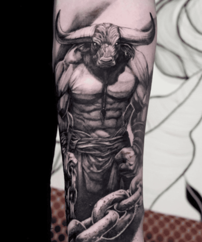 Minotaur Chains Bovine Tattoo