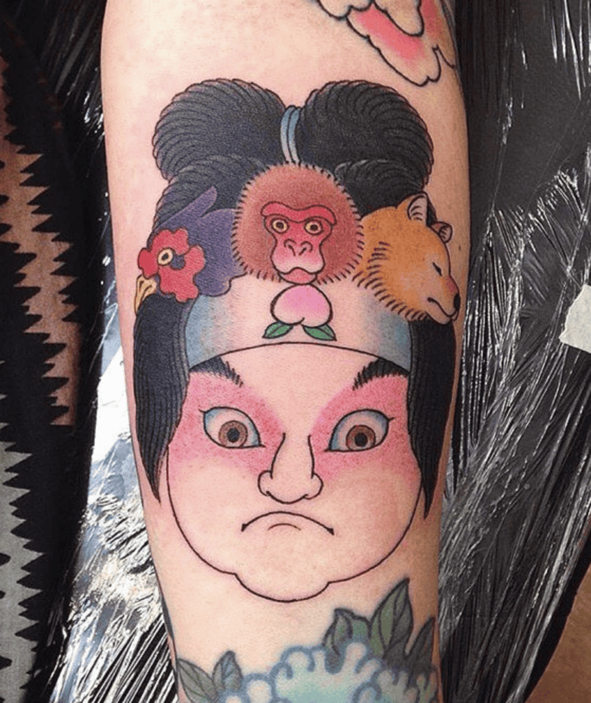 Momotarō Face Japanese Mythology Tattoo