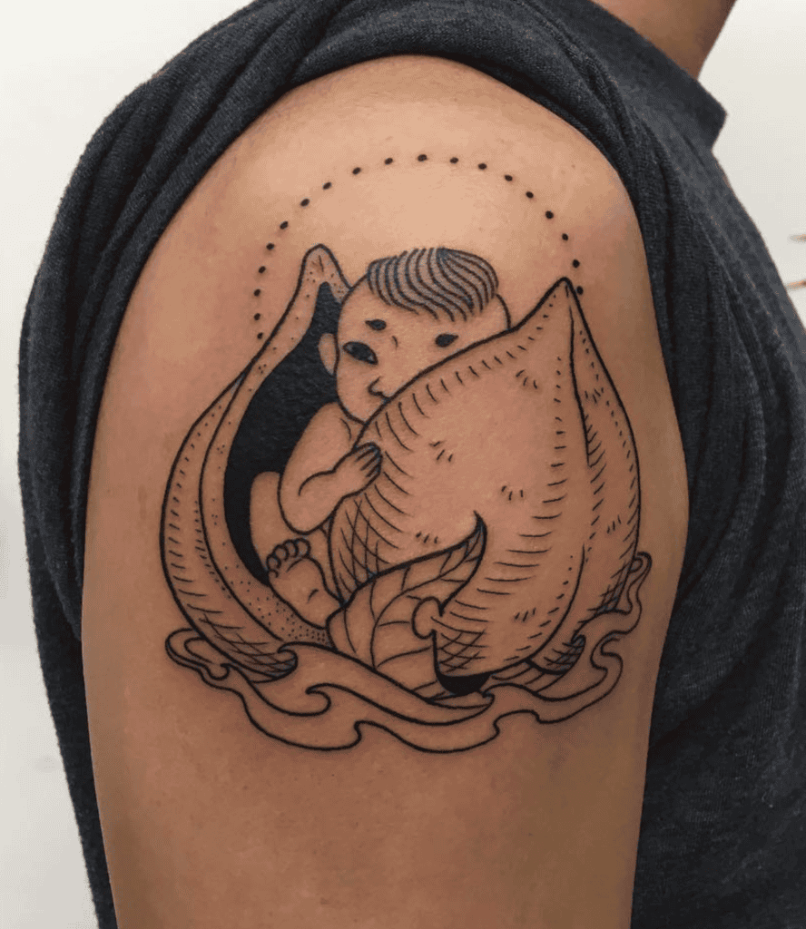 Momotarō Peach Japanese Mythology Tattoo