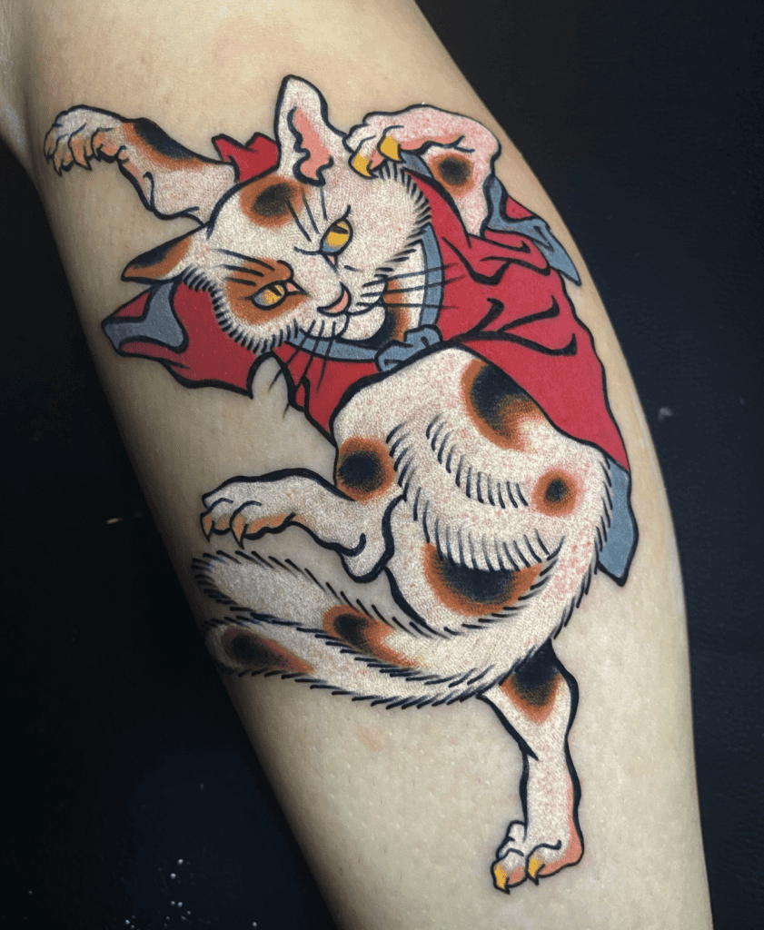 Nekomata Dance Japanese Mythology Tattoo