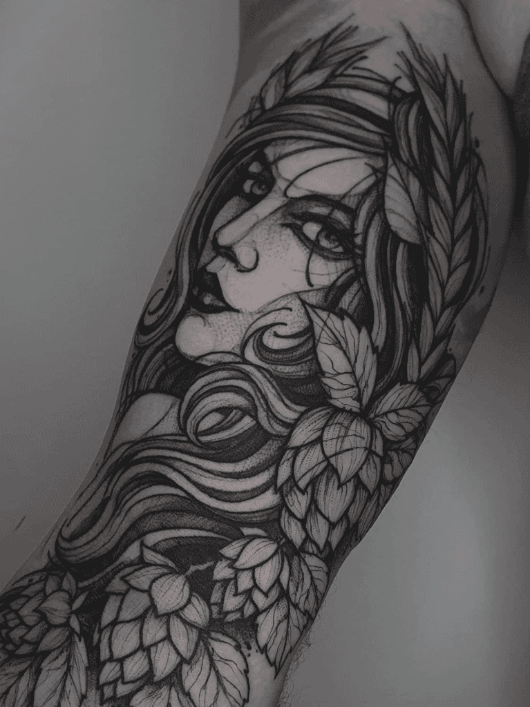 Ninkasi Barley Mesopotamian Mythology Tattoo