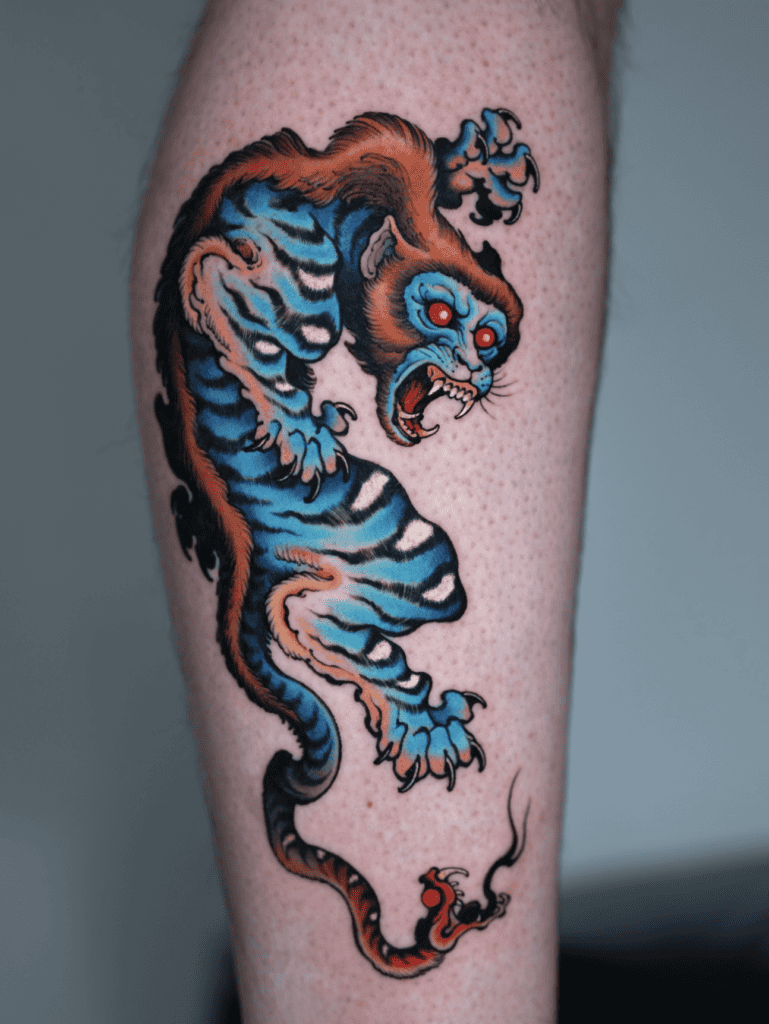 Nue Blue Japanese Mythology Tattoo