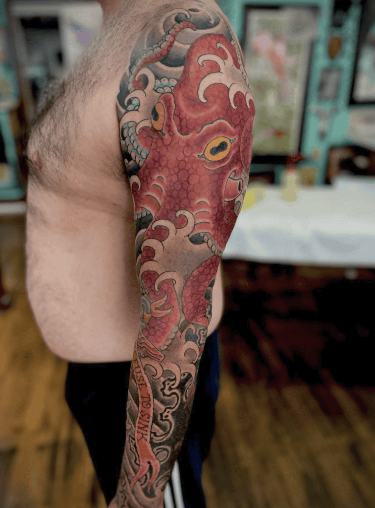 Octopus Red Irezumi Tattoo