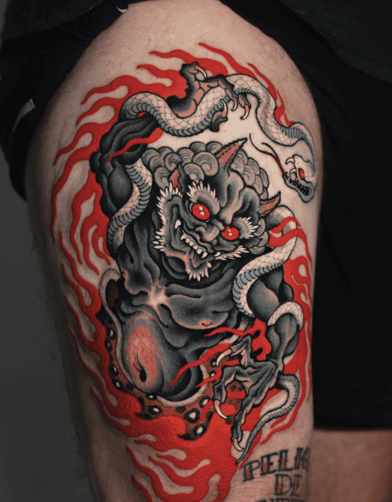 Oni Snake Japanese Mythology Tattoo