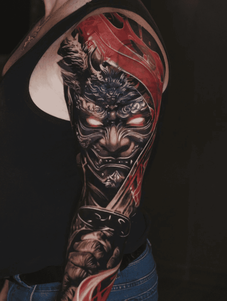 Oni Sword Japanese Mythology Tattoo