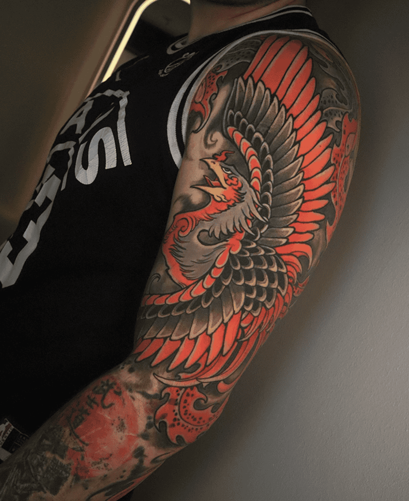 Phoenix Fly Irezumi Tattoo