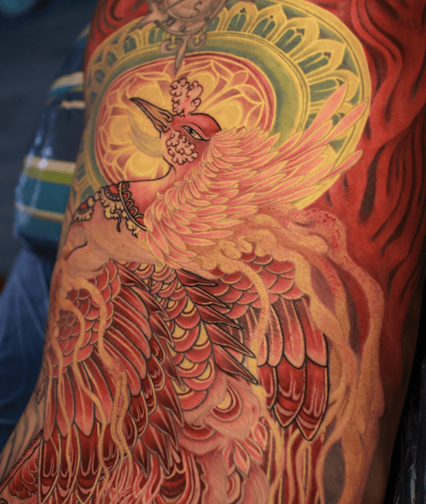 Phoenix Red Irezumi Tattoo