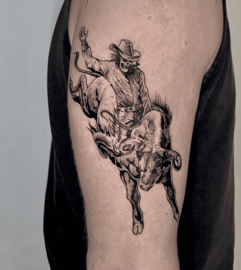 Rodeo Skeleton Bovine Tattoo