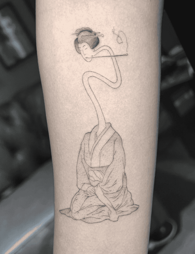Rokurokubi Classic Japanese Mythology Tattoo