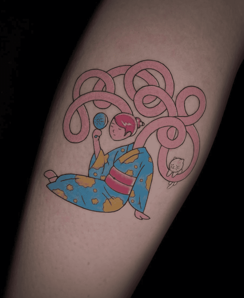 Rokurokubi Cute Japanese Mythology Tattoo