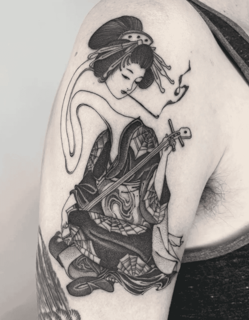 Rokurokubi Smoke Japanese Mythology Tattoo