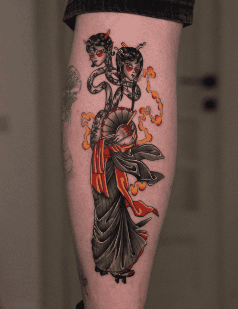 Rokurokubi Two Japanese Mythology Tattoo