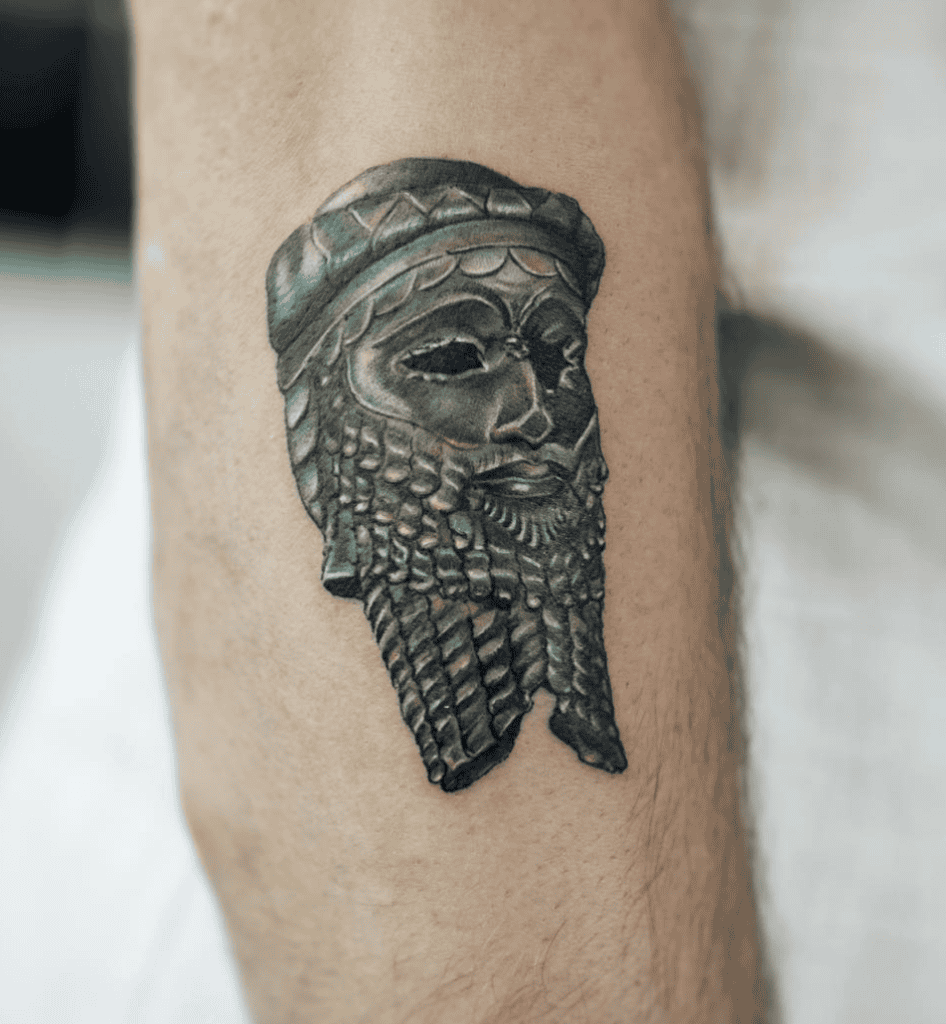 Sargon of Akkad Mask Mesopotamian Mythology Tattoo