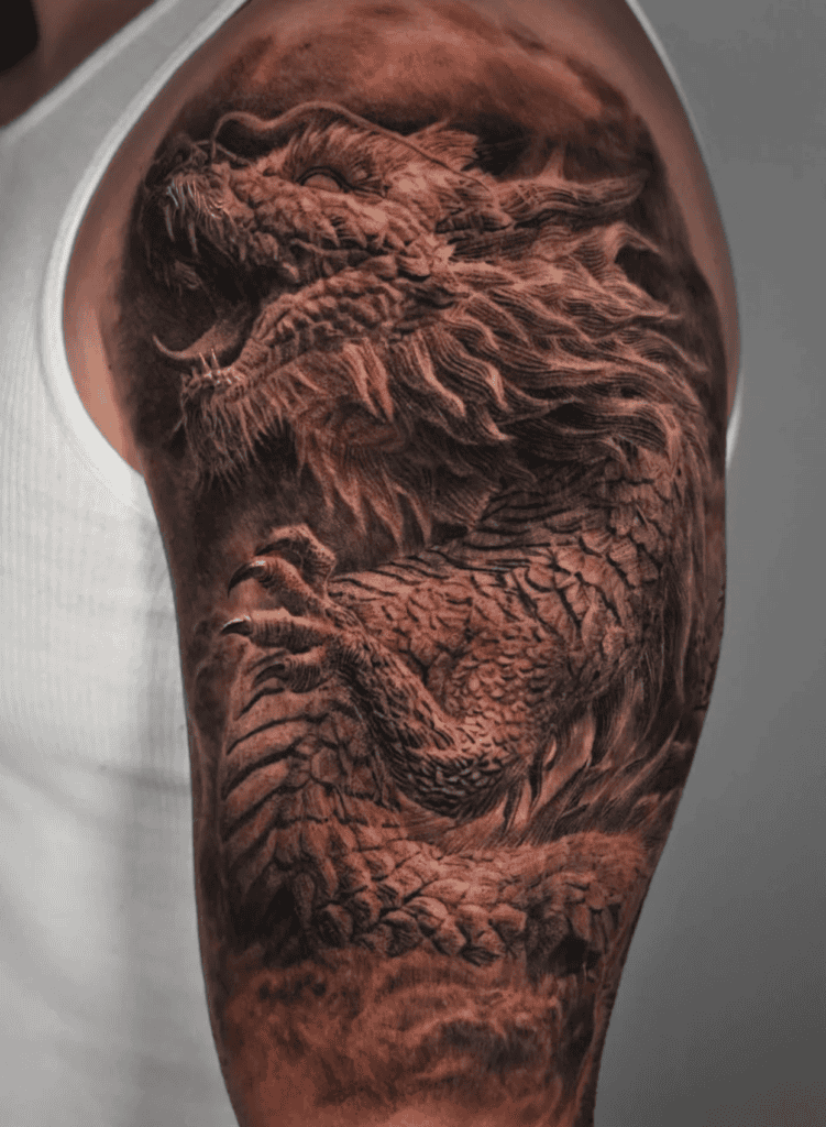 Seiryū Statue Japanese Mythology Tattoo