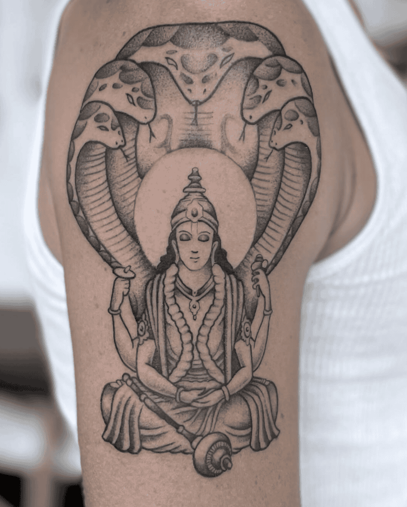 Shesha Vishnu Snake Tattoo