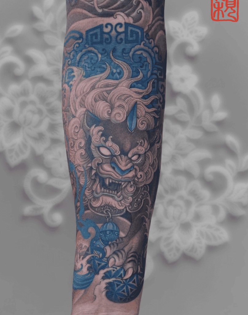 Shishi Blue Irezumi Tattoo