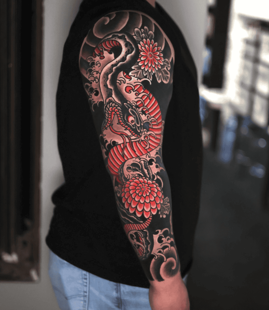 Snake Black Irezumi Tattoo