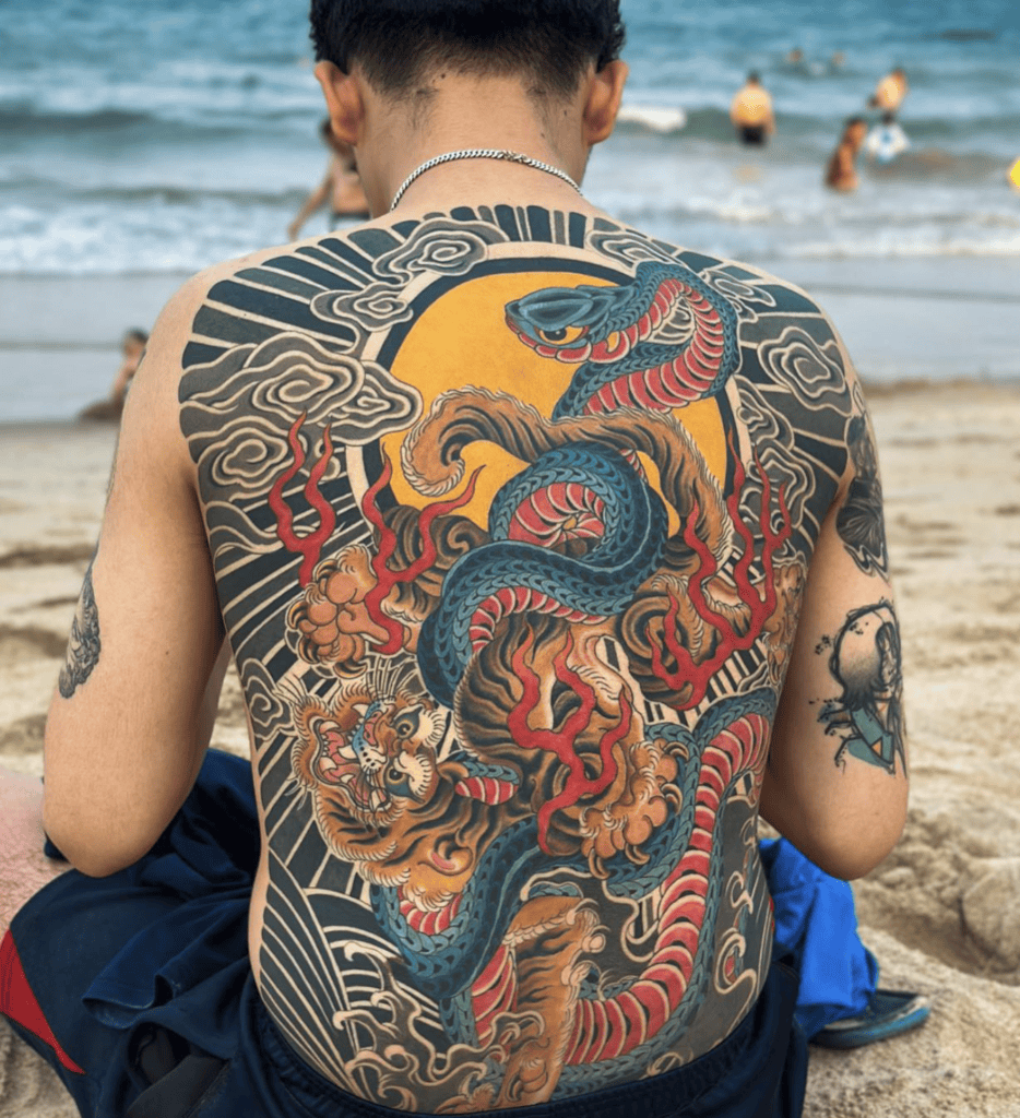 Snake Tiger Irezumi Tattoo