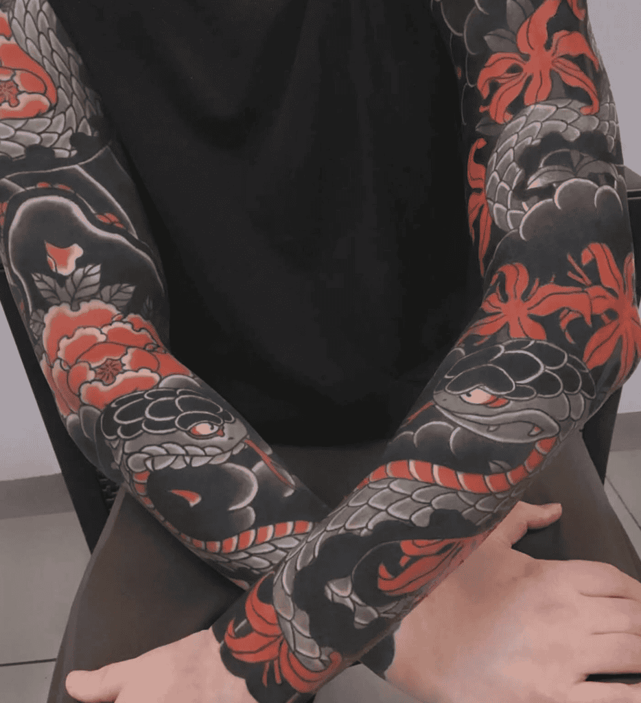 Snake Twin Irezumi Tattoo