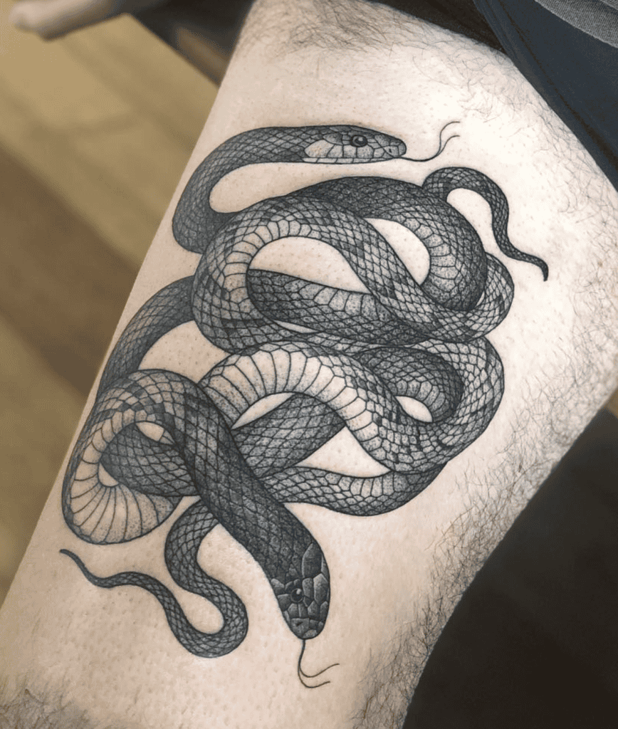 Taipan Coiled Snake Tattoo